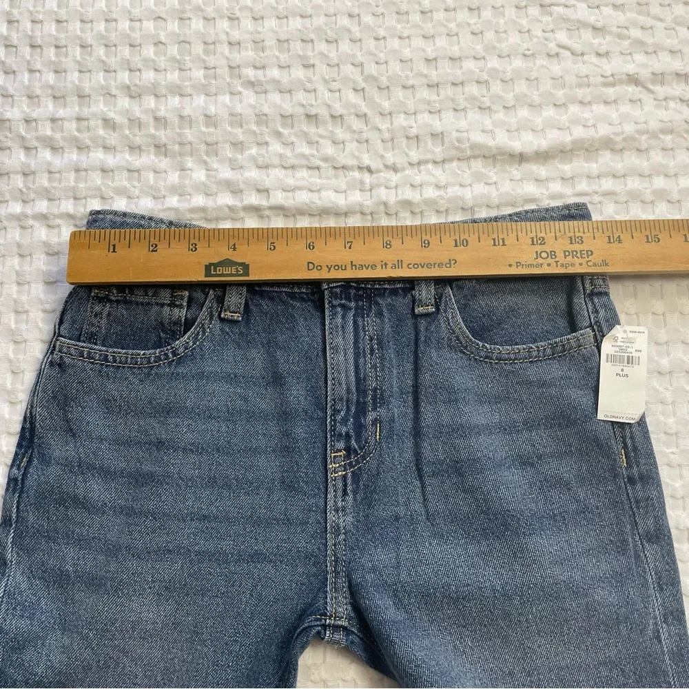 New Old Navy Baggy Wide Leg Jeans 8 Plus‎ Girls Skater High Rise Adj Waist